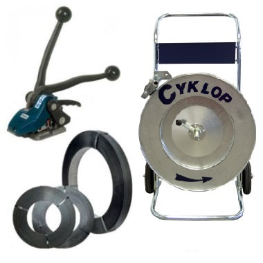 Basic Steel Strapping Set: CH-47 + QPWK-S COIL HOLDER + 1 STEEL STRAPPING COIL